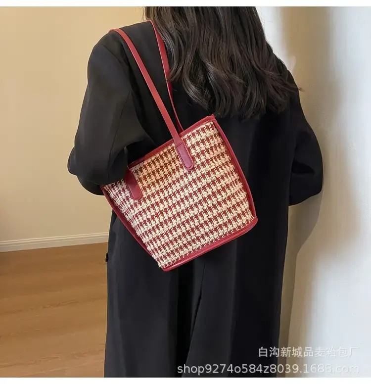 New Houndstooth Women's Houndstooth Handbag Red — feature 11