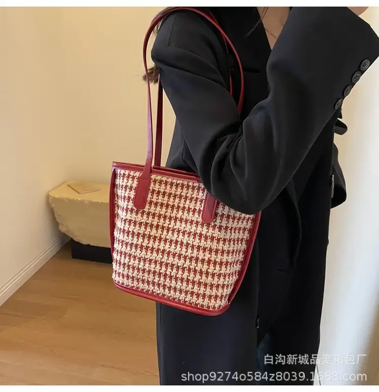 New Houndstooth Women's Houndstooth Handbag Red — feature 12