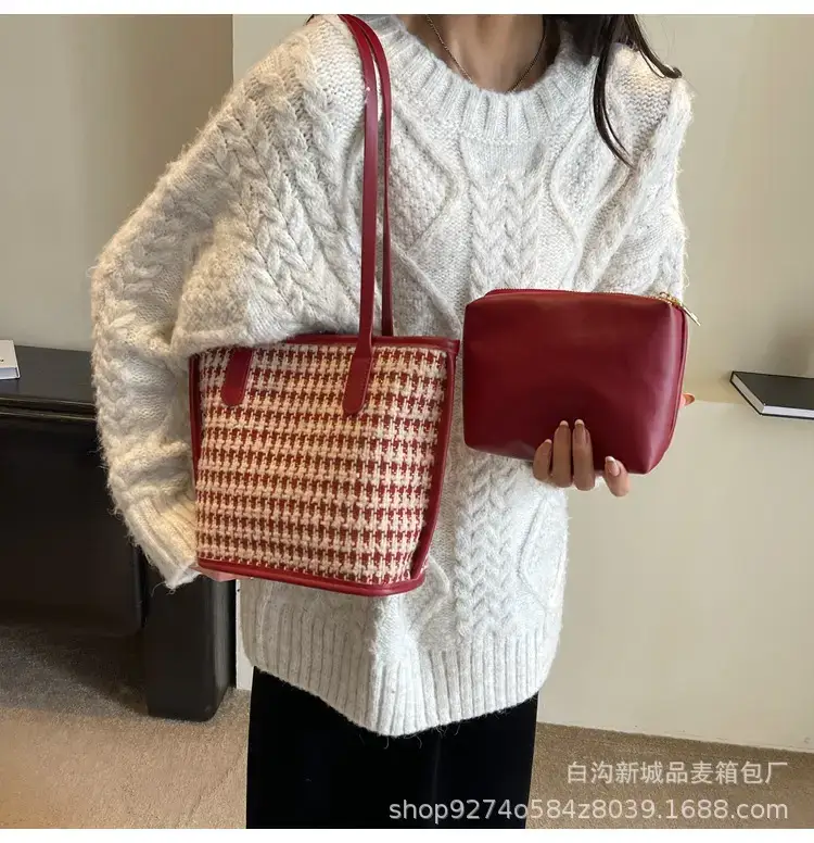 New Houndstooth Women's Houndstooth Handbag Red — feature 14