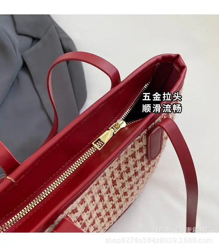 New Houndstooth Women's Houndstooth Handbag Red — feature 4