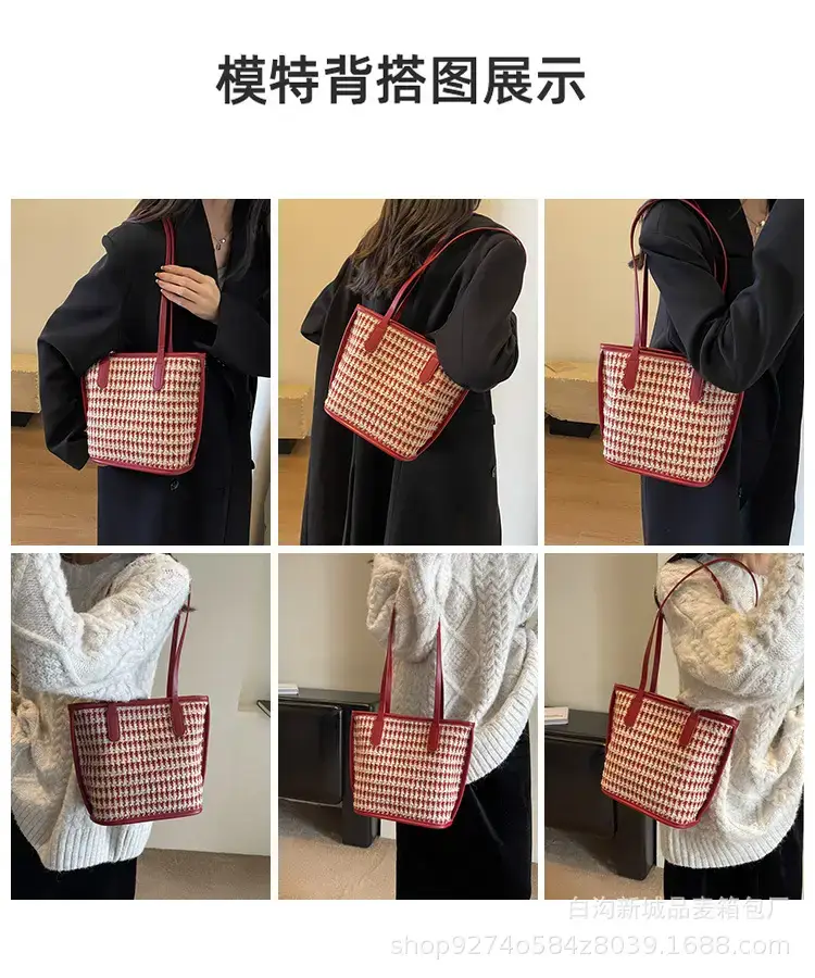 New Houndstooth Women's Houndstooth Handbag Red — feature 7