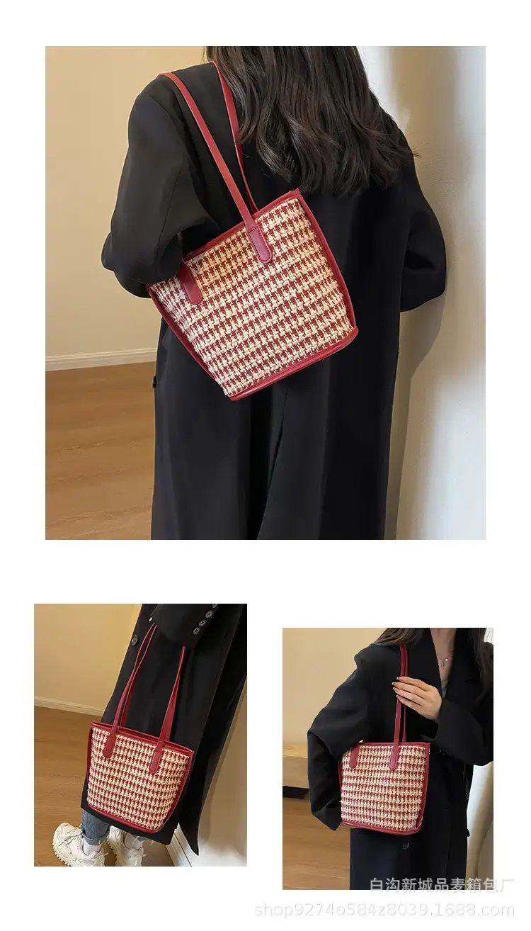 New Houndstooth Women's Houndstooth Handbag Red — feature 8