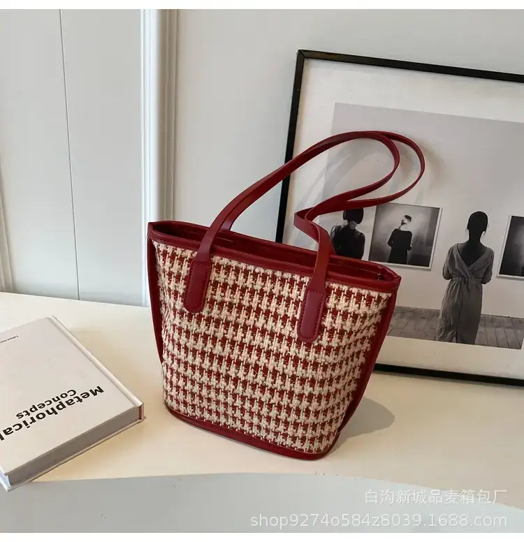 New Houndstooth Women's Houndstooth Handbag Red — feature 9