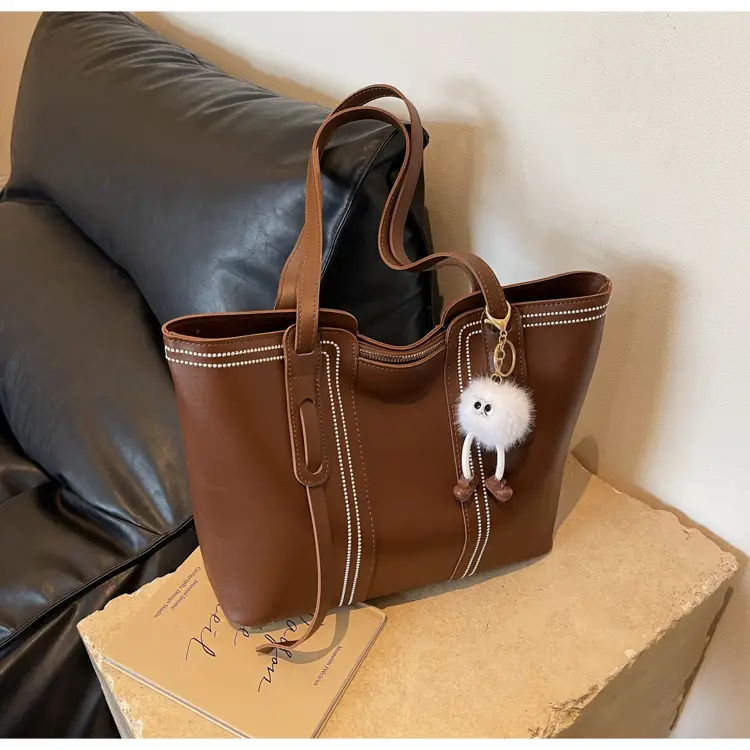 Black Women's Large Tote Bag with Keychain — feature 24