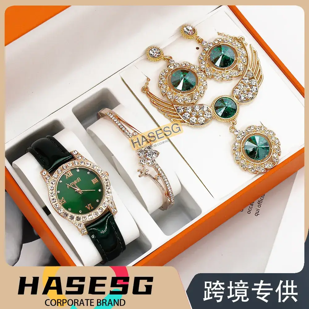 Women's Red Crystal Watch Gift Set - Image 7