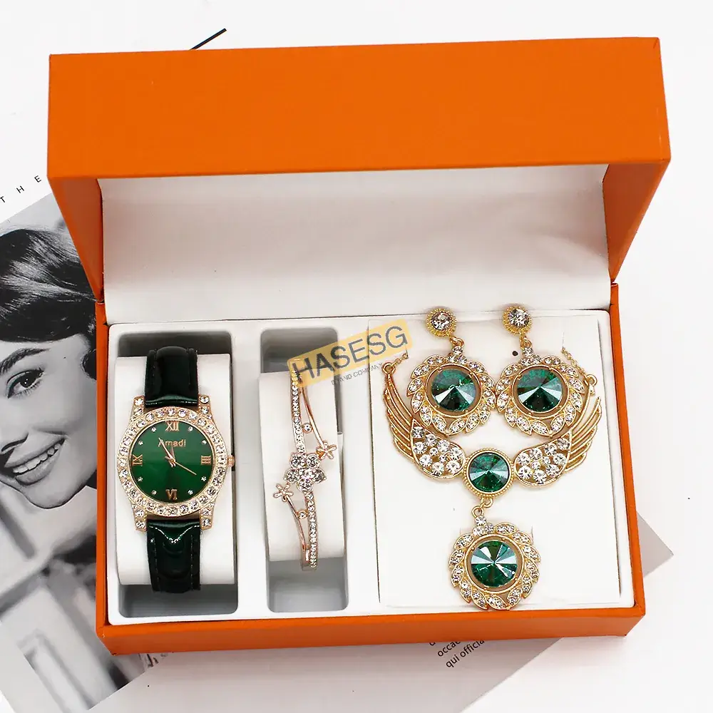 Women's Red Crystal Watch Gift Set - Image 8