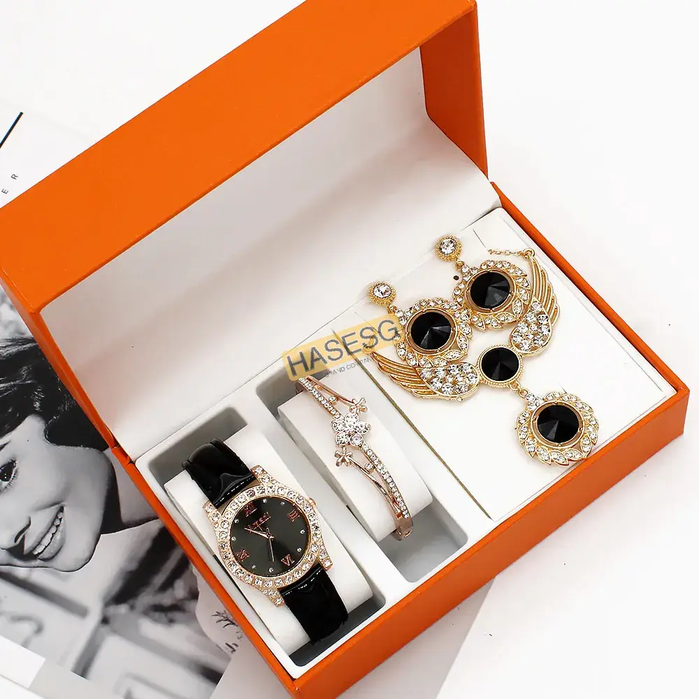 Women's Red Crystal Watch Gift Set - Image 3