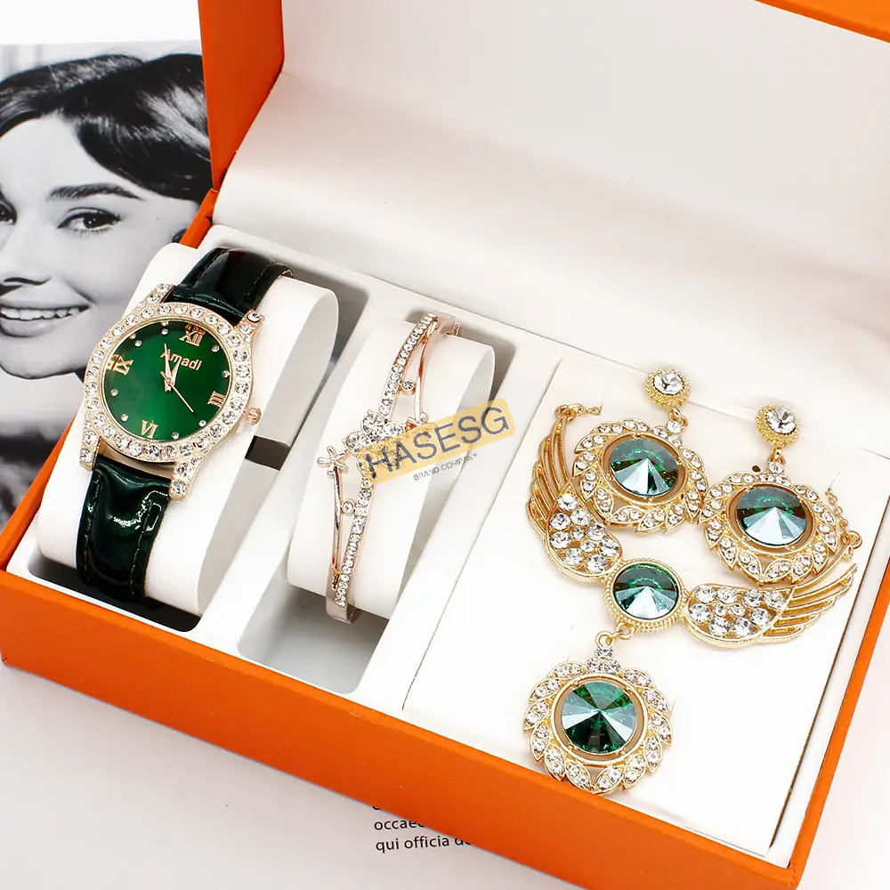 Women's Red Crystal Watch Gift Set — feature 7