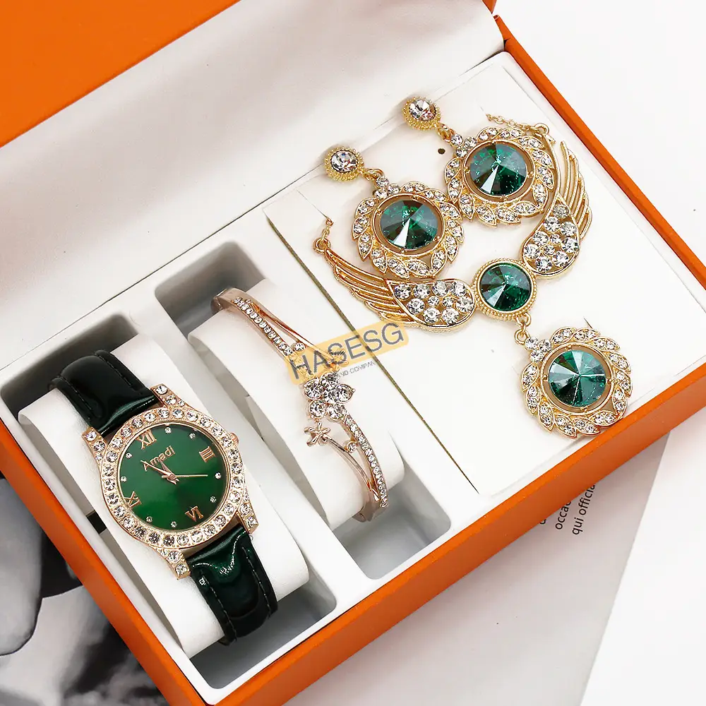 Women's Red Crystal Watch Gift Set — feature 8