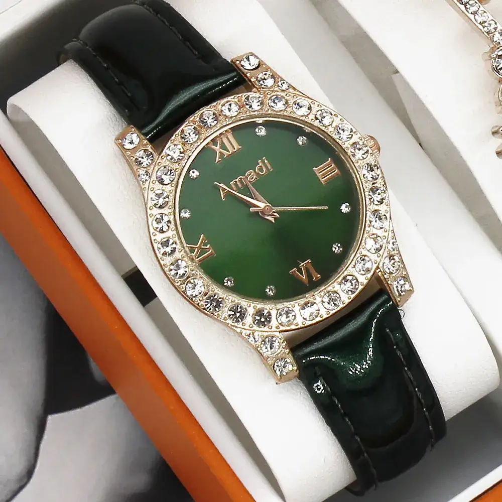Women's Red Crystal Watch Gift Set - Image 4