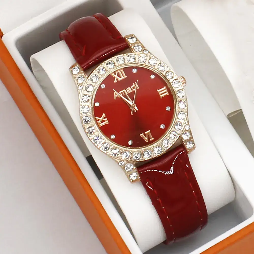 Women's Red Crystal Watch Gift Set - Image 5