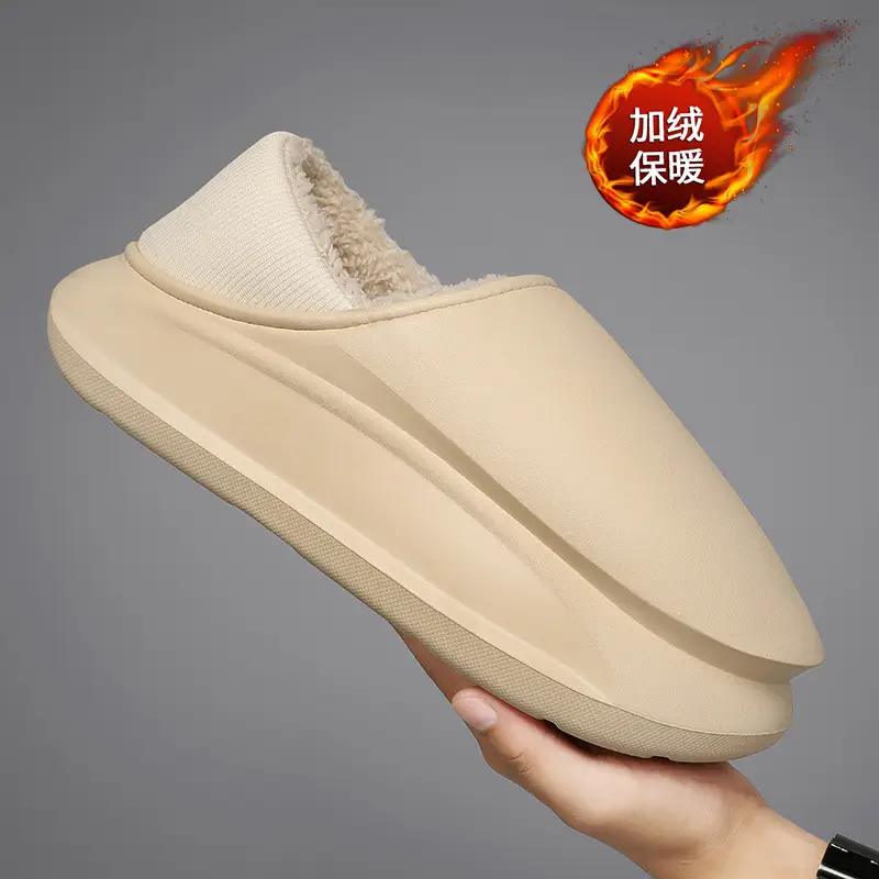 Winter Home thick bottom shit feeling all-inclusive cotton slippers men's Korean-style fashion casual fleece-lined warm cotton shoes couple - Image 2