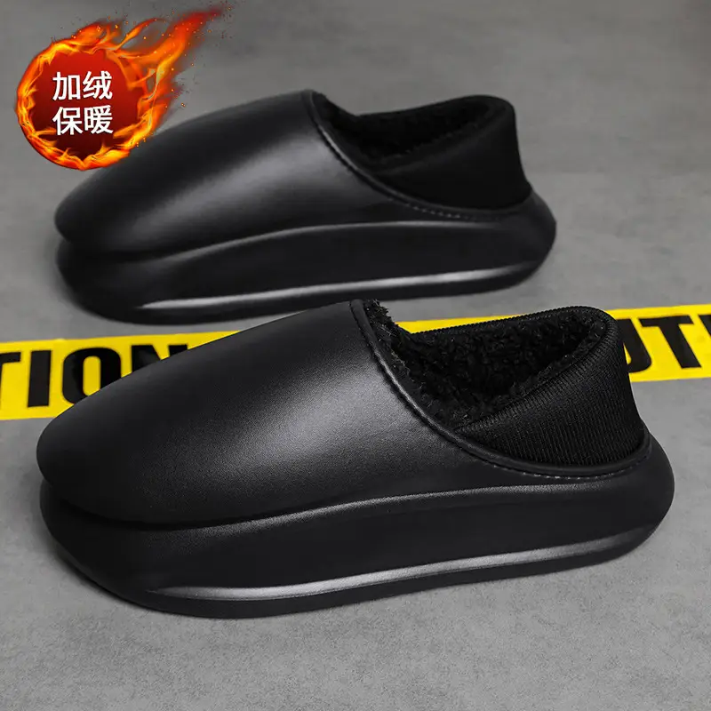 Winter Home thick bottom shit feeling all-inclusive cotton slippers men's Korean-style fashion casual fleece-lined warm cotton shoes couple - Image 4