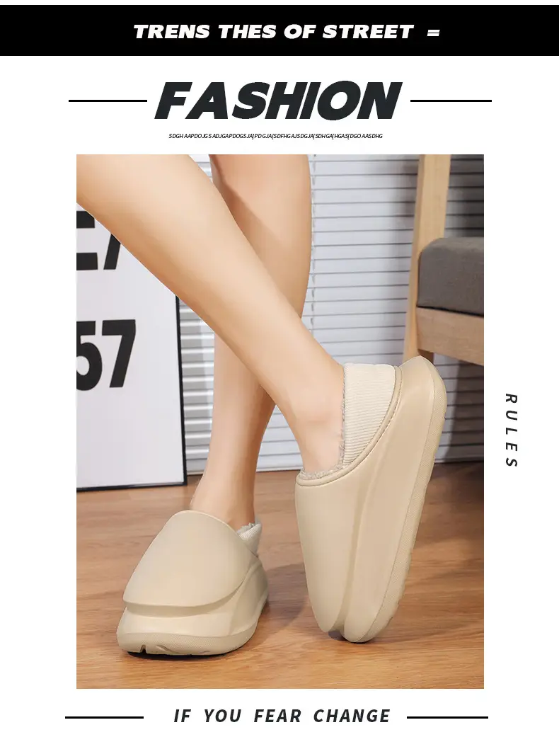 Winter Home thick bottom shit feeling all-inclusive cotton slippers men's Korean-style fashion casual fleece-lined warm cotton shoes couple — feature 2