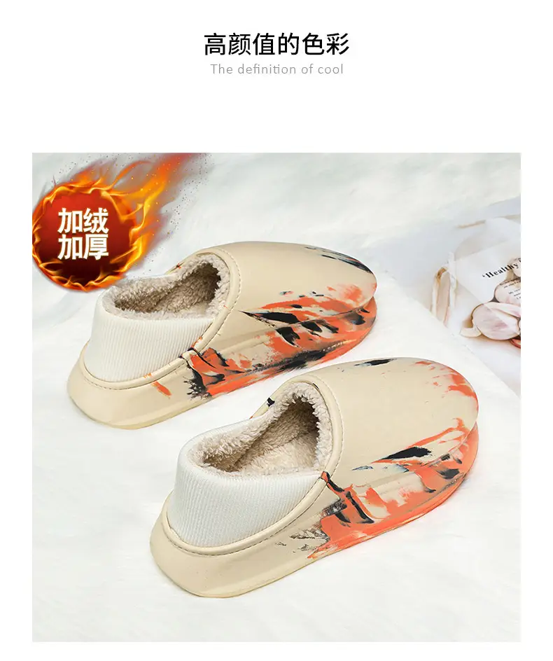 Cotton shoes winter fleece-lined warm indoor and outdoor cotton slippers men's cross-border plus size casual waterproof outdoor couple cotton slippers — feature 24