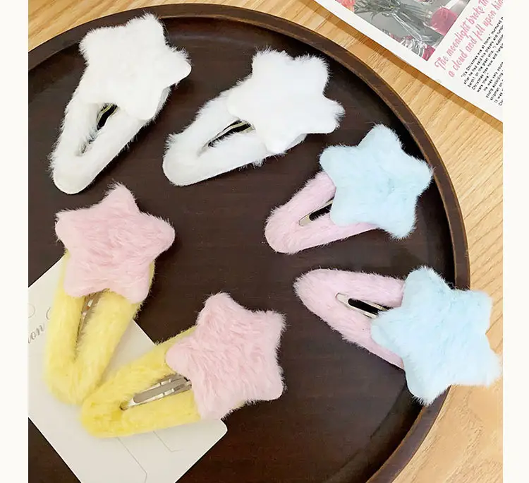 Pink Plush Star Hairpin Clip for Girls — feature 4