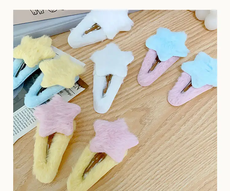 Pink Plush Star Hairpin Clip for Girls — feature 7