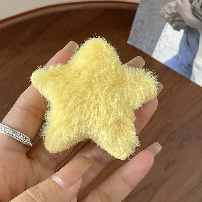 Pink Plush Star Hairpin Clip for Girls