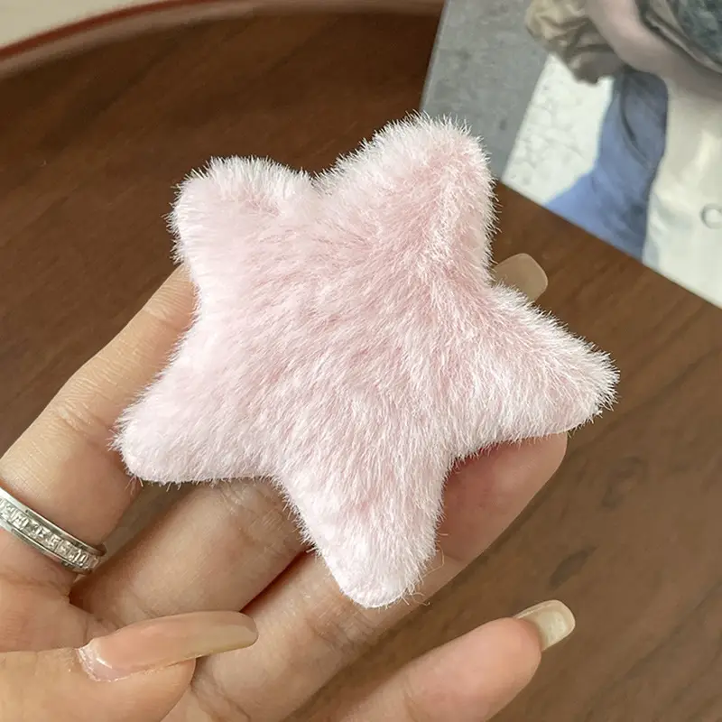 Pink Plush Star Hairpin Clip for Girls