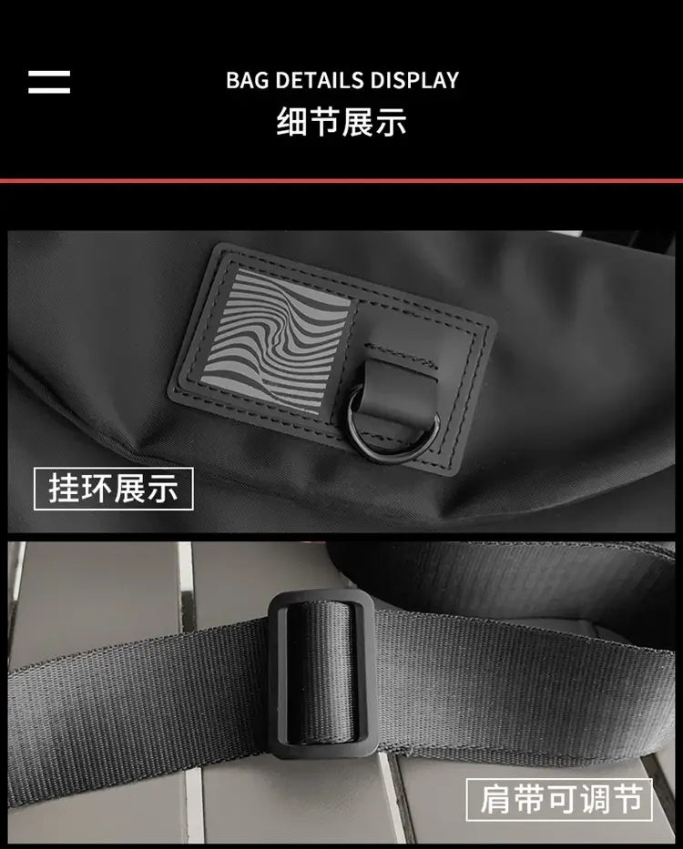 Black Messenger Bag for Men Women Commute Sports Functional — feature 26