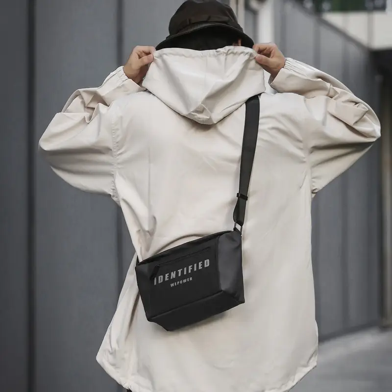 Men Women Black Messenger Bag with Hoodie