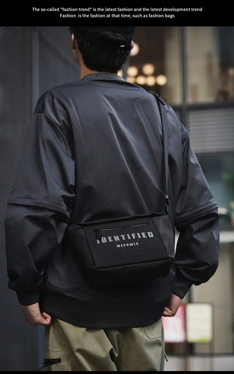 Men Women Black Messenger Bag with Hoodie — feature 10