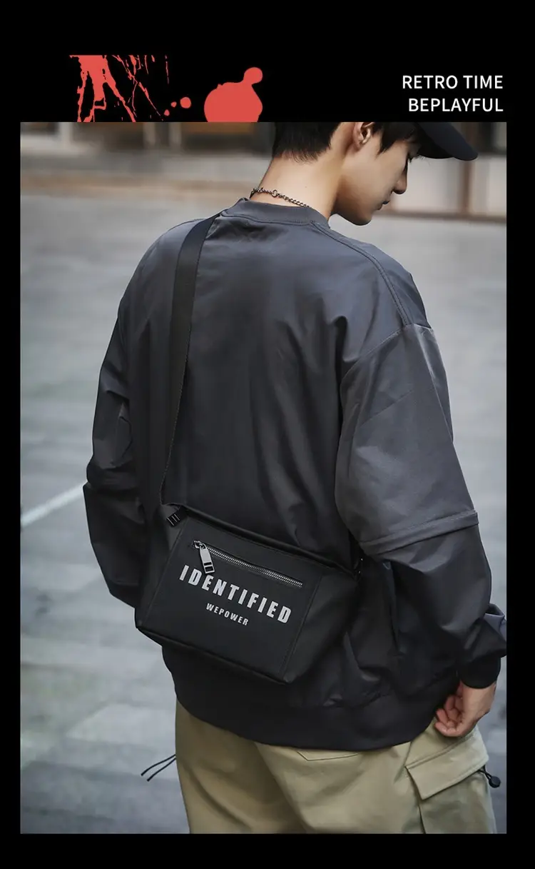 Men Women Black Messenger Bag with Hoodie — feature 11