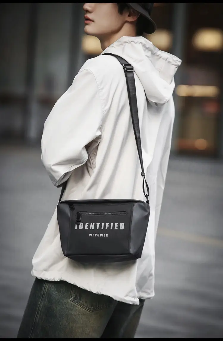 Men Women Black Messenger Bag with Hoodie — feature 12