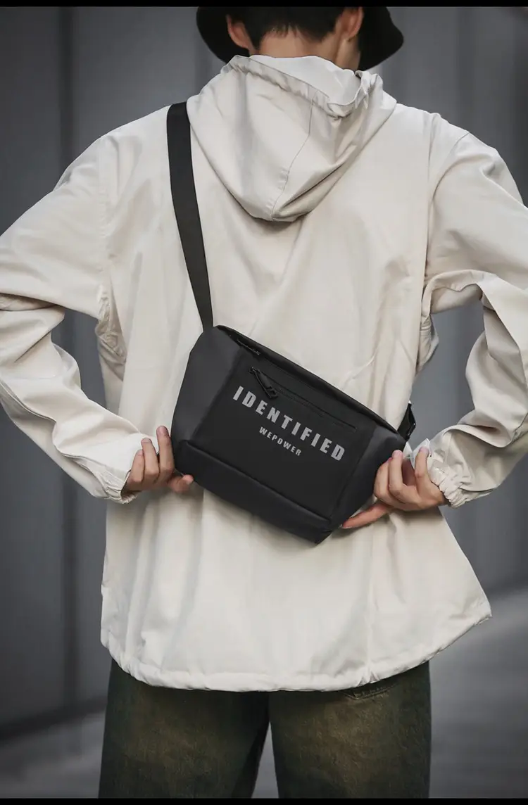 Men Women Black Messenger Bag with Hoodie — feature 13