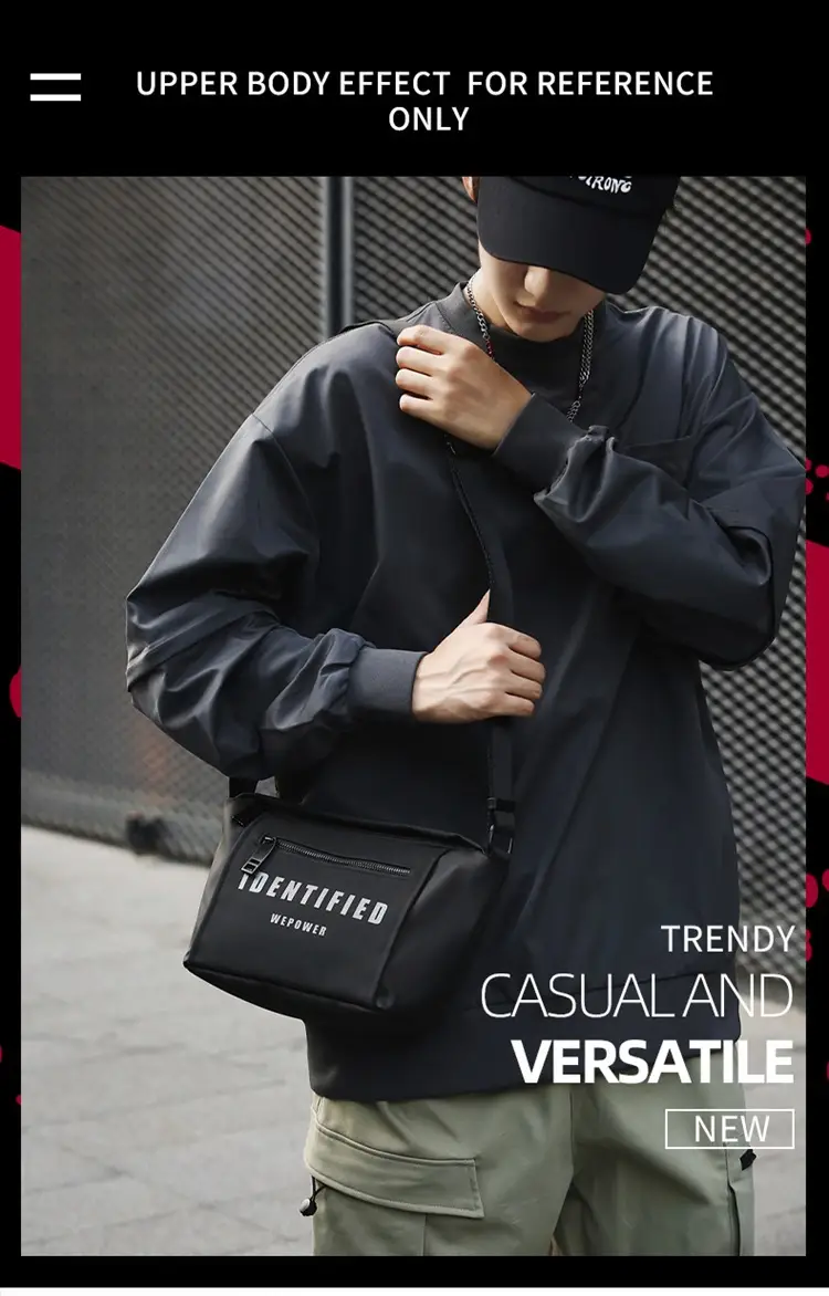Men Women Black Messenger Bag with Hoodie — feature 2