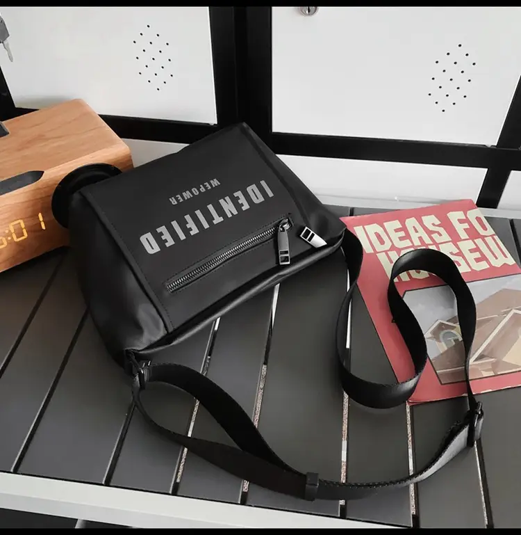 Men Women Black Messenger Bag with Hoodie — feature 24