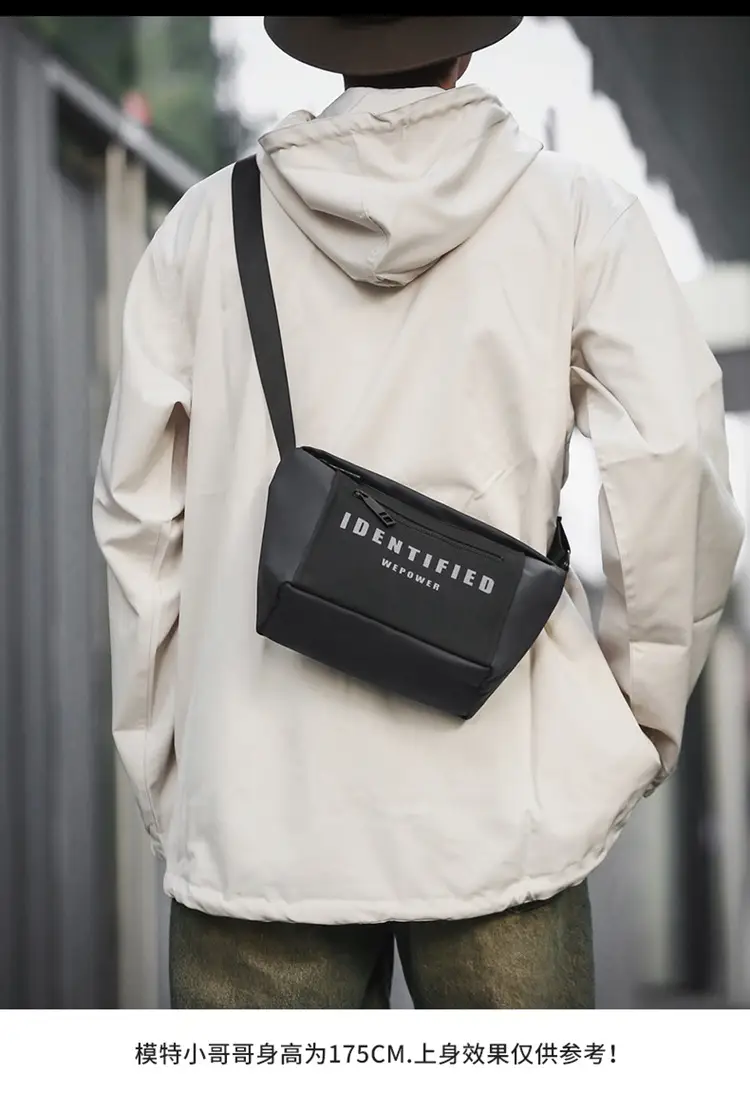 Men Women Black Messenger Bag with Hoodie — feature 6
