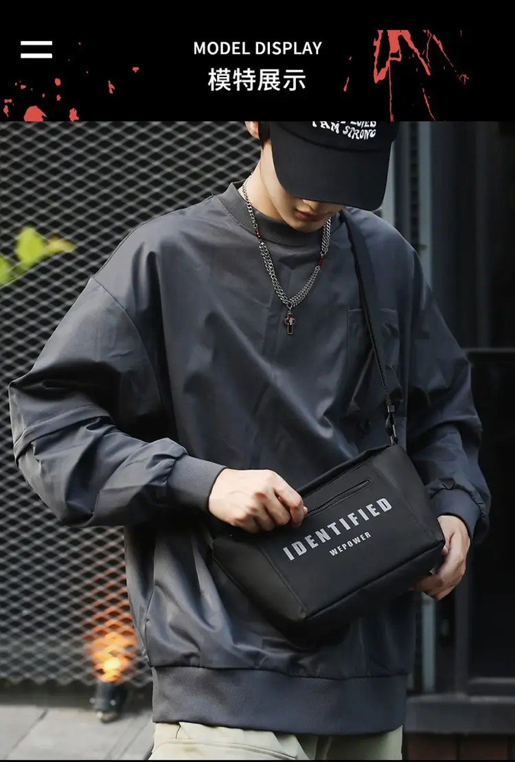 Men Women Black Messenger Bag with Hoodie — feature 9