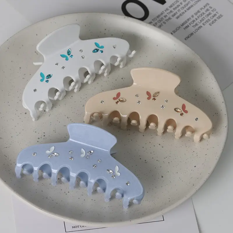 New Acetic Acid Rhinestone Butterfly Hair Clips for Women — feature 3