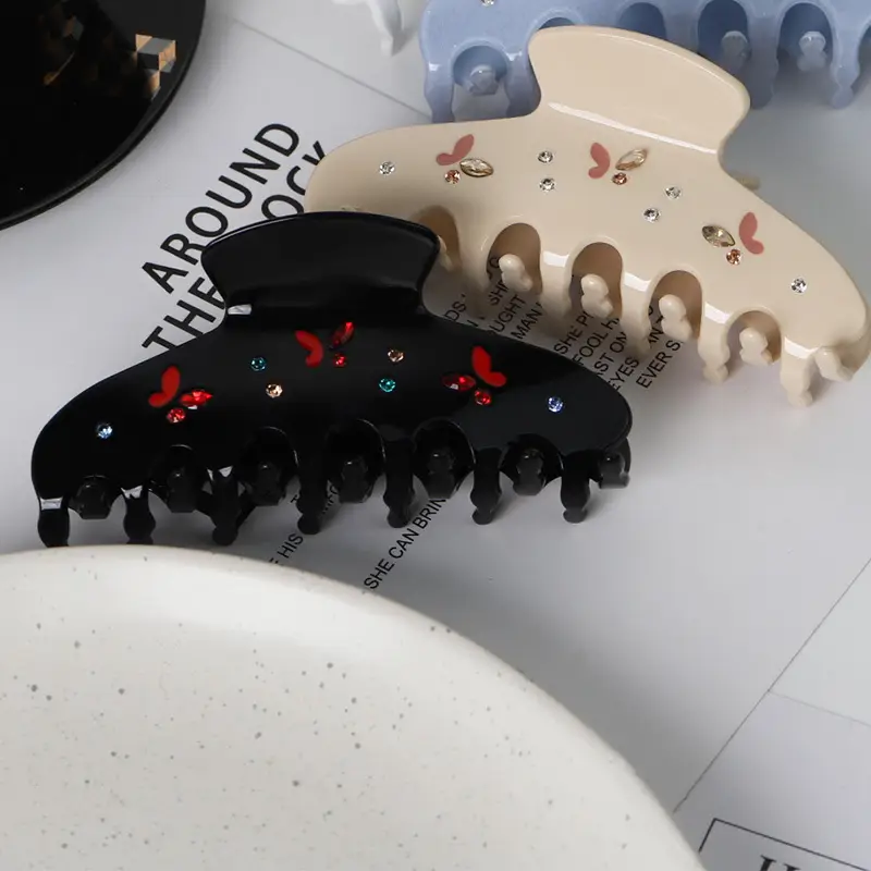 New Acetic Acid Rhinestone Butterfly Hair Clips for Women — feature 8