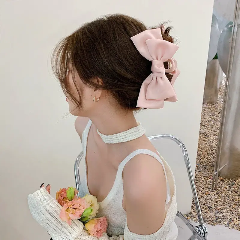 Oversized Black Bow Clip for Women Hairpin - Image 6