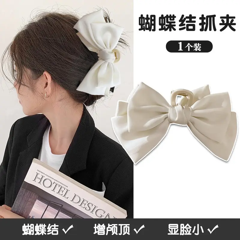 Oversized Black Bow Clip for Women Hairpin - Image 2