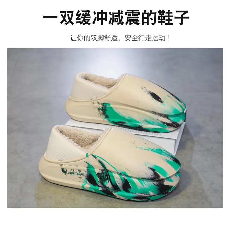 Waterproof cotton shoes men's cotton slippers bag heel winter indoor home thick-soled warm wool slippers cross-border casual cotton shoes — feature 10