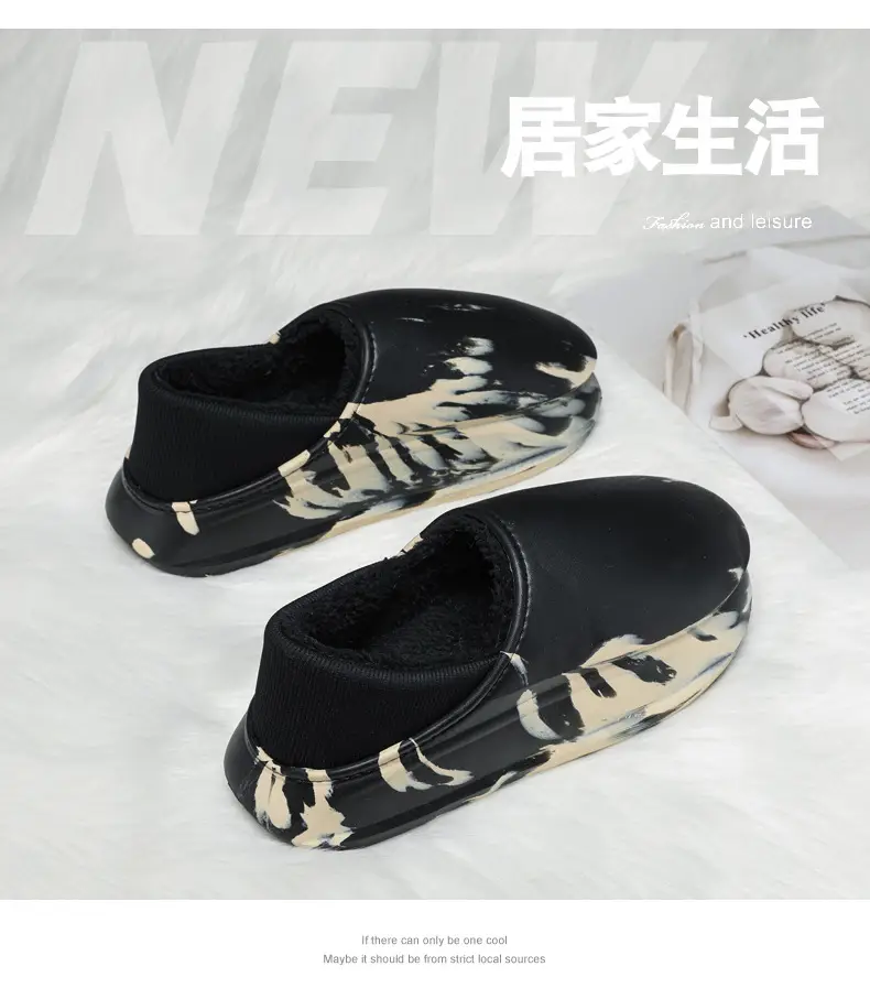 Waterproof cotton shoes men's cotton slippers bag heel winter indoor home thick-soled warm wool slippers cross-border casual cotton shoes — feature 3