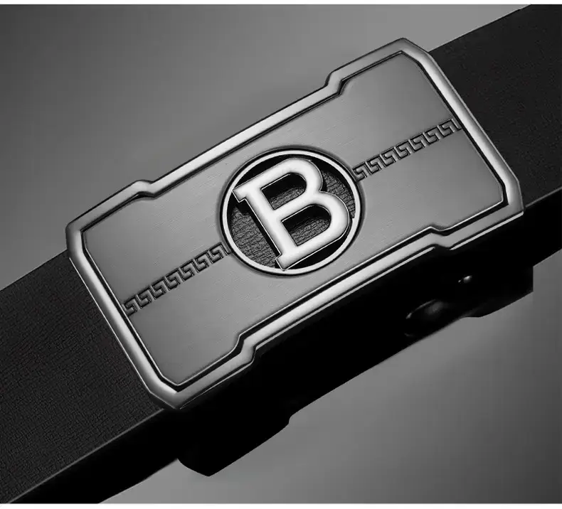 Men's Gold Logo Leather Belt with Automatic Buckle — feature 18