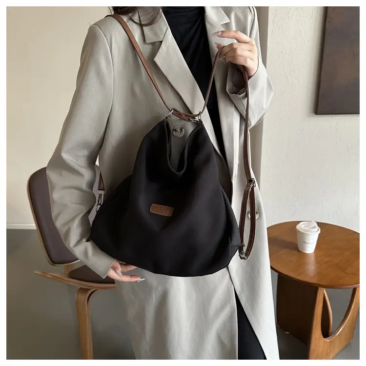 Black Canvas Shoulder Tote Bag for Women 2023 — feature 10