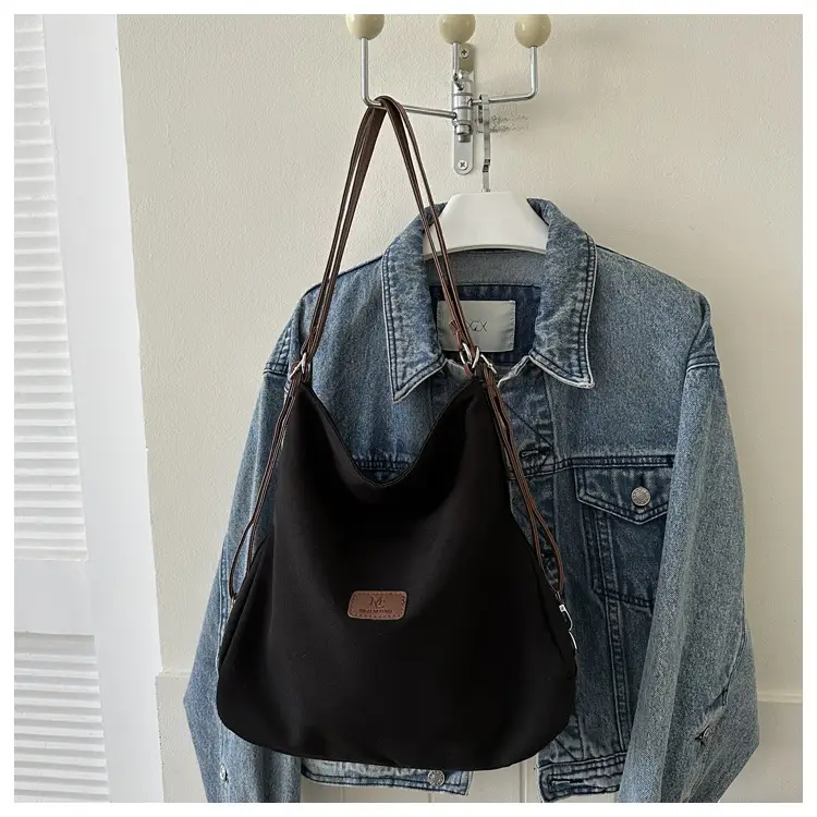 Black Canvas Shoulder Tote Bag for Women 2023 — feature 15