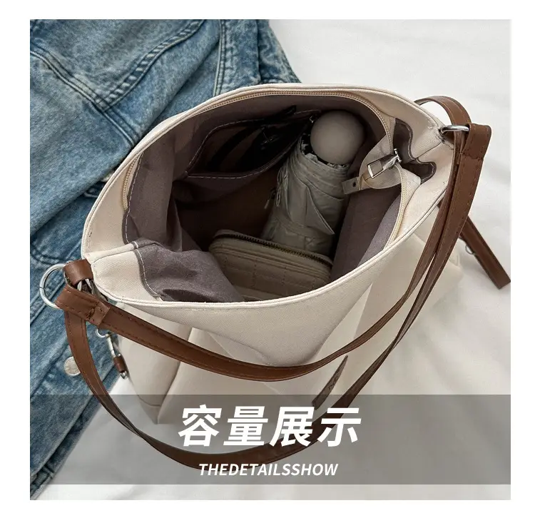Black Canvas Shoulder Tote Bag for Women 2023 — feature 7