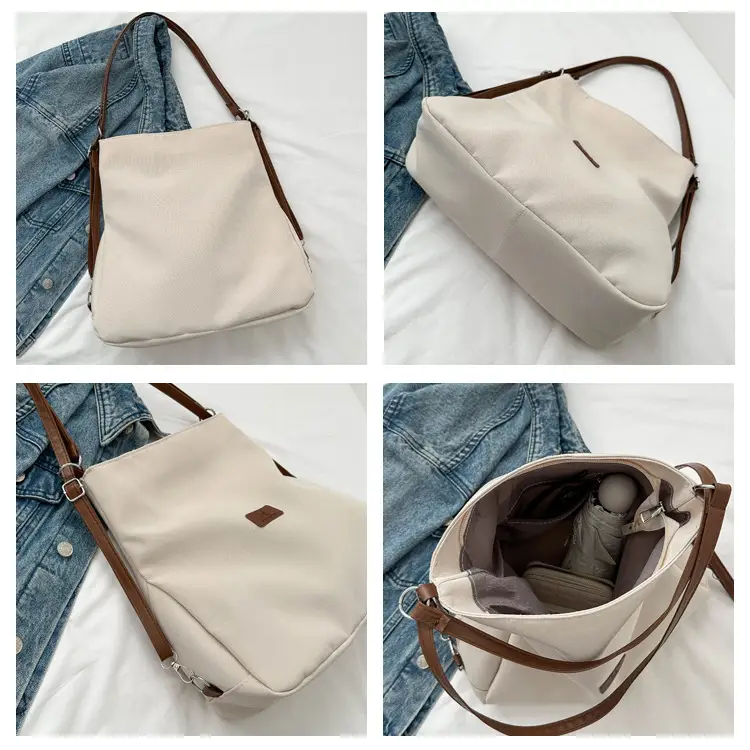 Black Canvas Shoulder Tote Bag for Women 2023 — feature 8