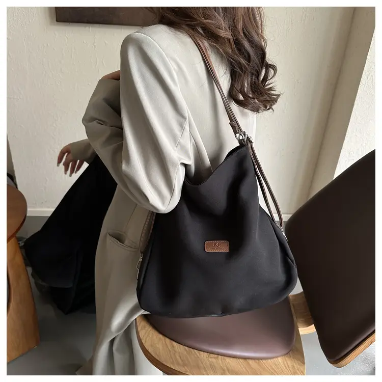 Black Canvas Shoulder Tote Bag for Women 2023 — feature 9