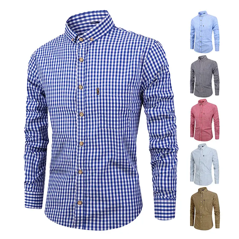 Men's Red Long Sleeve Button-Down Shirt - Image 28