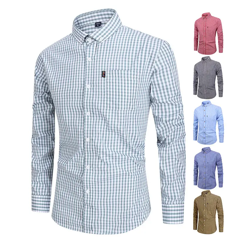 Men's Red Long Sleeve Button-Down Shirt - Image 30