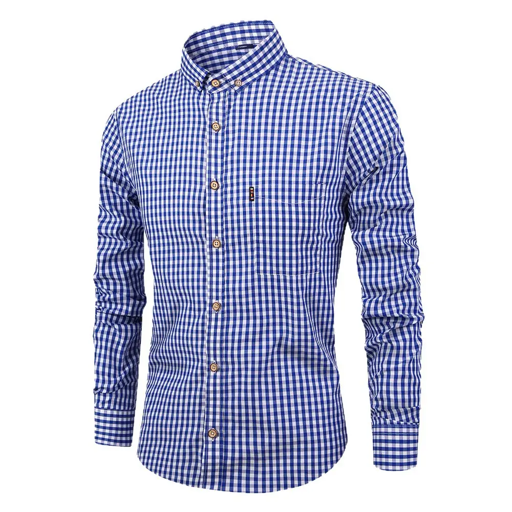 Men's Red Long Sleeve Button-Down Shirt - Image 31
