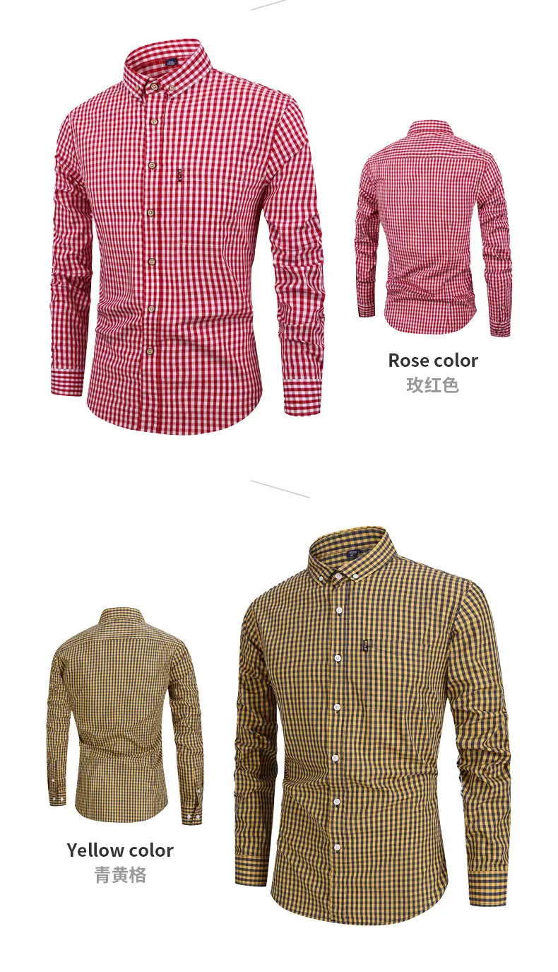 Men's Red Long Sleeve Button-Down Shirt — feature 12