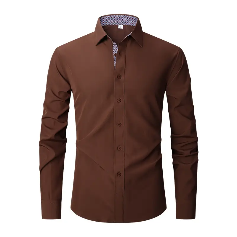 Men's Red Long Sleeve Button-Down Shirt - Image 14